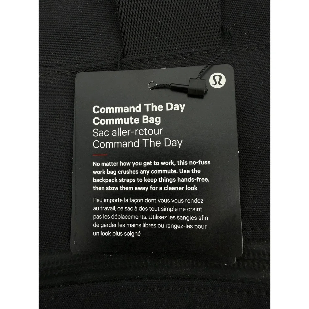 NWT Lululemon Command The Day Commute Bag Black 19L Laptop Backpack Briefcase